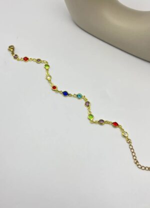 Çelik Gold Renkli Taşlı Bileklik 