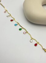 Çelik Gold Renkli Taşlı Bileklik 