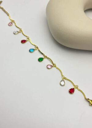 Çelik Gold Renkli Taşlı Bileklik 