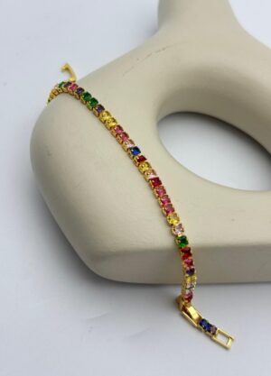 Çelik Gold Renkli Baget Taşlı Su Yolu Bileklik