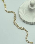 Çelik Gold Baget Taşlı Su Yolu Bileklik