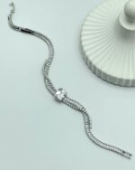 Çelik Silver Baget Taşlı Su Yolu Bileklik