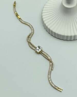 Çelik Gold Baget Taşlı Su Yolu Bileklik