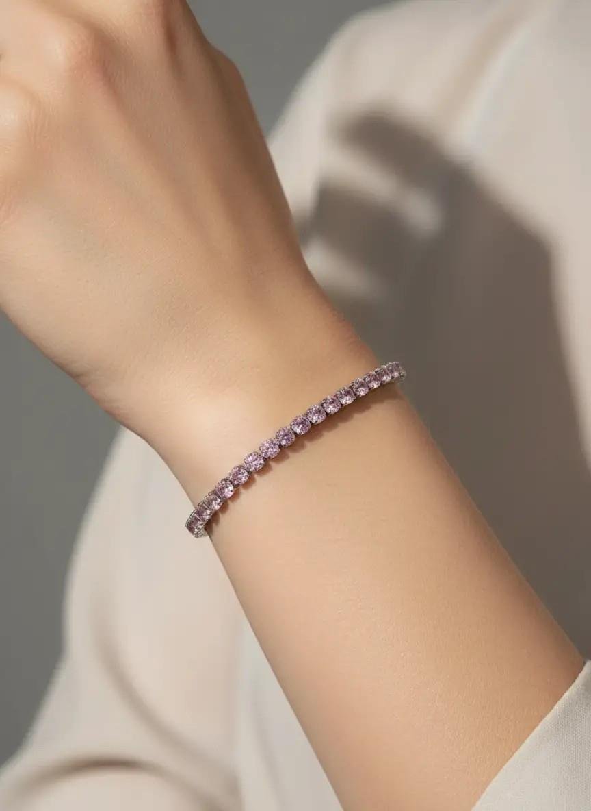 Çelik Silver Pembe Yuvarlak Taşlı Su Yolu Bileklik 1 Çelik Silver Pembe Yuvarlak Taşlı Su Yolu Bileklik