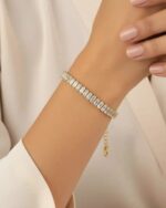 Çelik Gold Baget Taşlı Su Yolu Bileklik