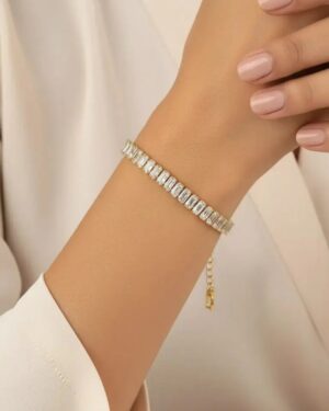 Çelik Gold Baget Taşlı Su Yolu Bileklik