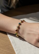 Çelik Gold Renkli Kalp Taşlı Su Yolu Bileklik