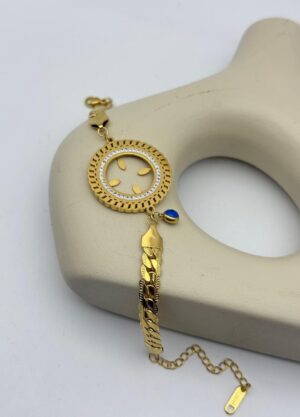 Çelik Gold Taşlı Tasarım Çeyreklik Bileklik