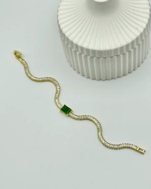 Xuping Gold Yeşil Taşlı Baget Bileklik