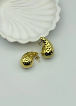 Çelik Gold Büyük Boy Damla Küpe