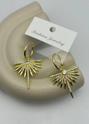 Vip Gold Taşlı Sallantılı Küpe