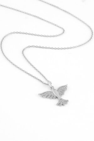 Çelik Gümüş Renk Anka Kolye