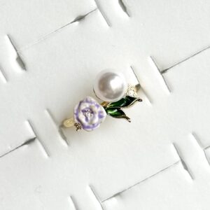 Ayarlanabilir Mineli Çiçek Yüzük