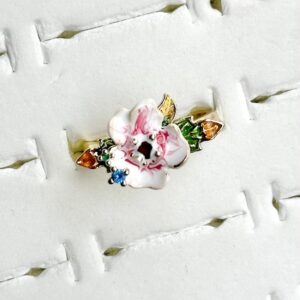 Ayarlanabilir Mineli Çiçek Yüzük