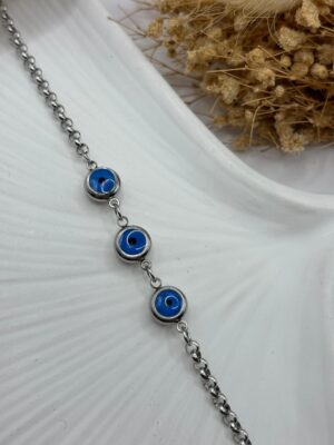 Çelik Nazar Boncuklu Bileklik