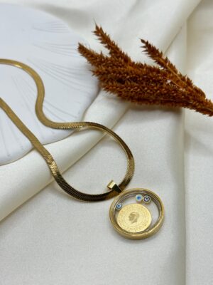 Çelik İtalyan Açılabilir Çeyrek Kolye 60 Cm (Çeyrek Konulabilir)