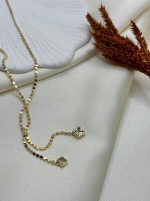 Çelik Taşlı Y Kolye