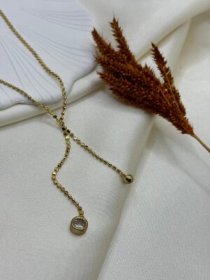 Çelik Taşlı Y Kolye