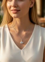 Çelik Silver Taşlı Kuğu Çıtır Kolye