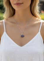 Çelik Silver Mor Taşlı Kuğu Çıtır Kolye