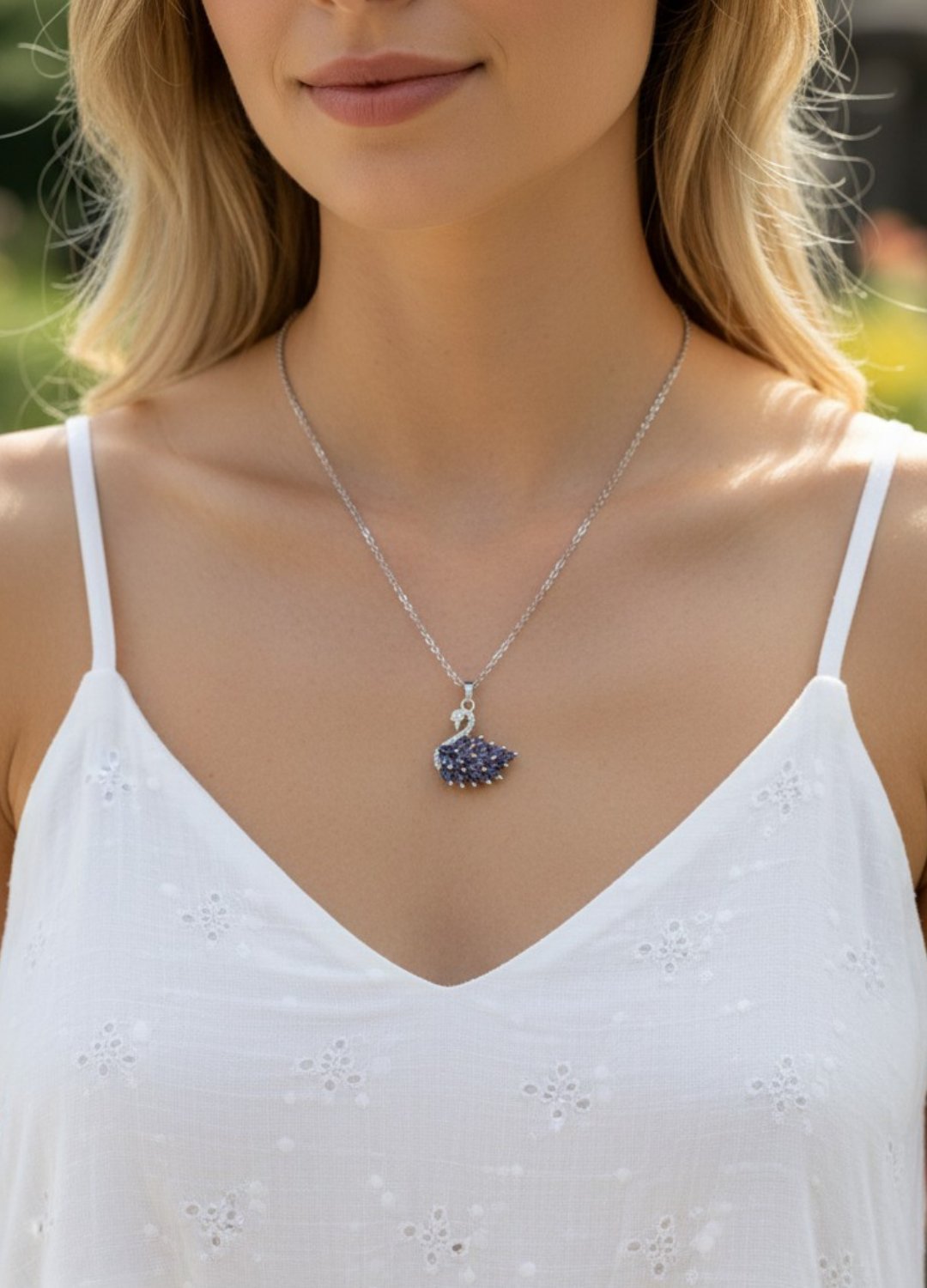 Çelik Silver Mor Taşlı Kuğu Çıtır Kolye 1 Çelik Silver Mor Taşlı Kuğu Çıtır Kolye