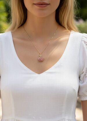 Çelik Gold Pembe Kuğu Kolye