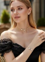 Vip Gold Taşlı Kolye Bileklik Küpe Set