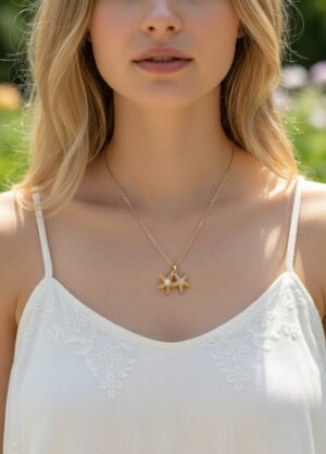 Çelik Gold Taşlı Deniz Yıldızı İncili Açılan Kolye