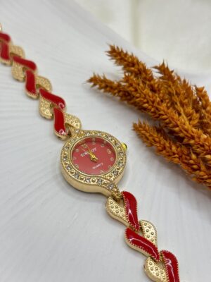 Kadın Kırmızı Gold Saat