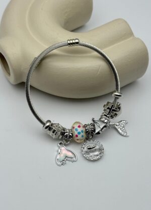Çelik Silver Charm Bileklik