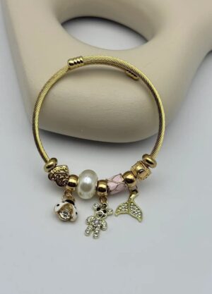 Çelik Gold Charm Bileklik